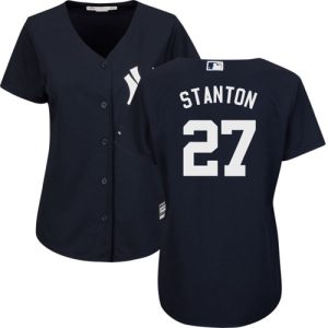 Impressive Yankees #27 Giancarlo Stanton Navy Blue Alternate Women's Stitched MLB Jersey Collectors this is a must have Add it to your collection by ordering