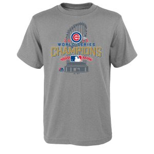 Impressive Youth Chicago Cubs Majestic Heathered Gray 2016 World Series Champions Locker Room T Shirt