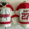 Outstanding Angels of Anaheim #27 Mike Trout White Sawyer Hooded Sweatshirt MLB Hoodie