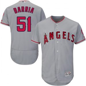 Outstanding Angels of Anaheim #51 Jaime Barria Grey Flexbase Authentic Collection Stitched MLB Jersey