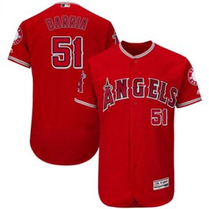 Outstanding Angels of Anaheim #51 Jaime Barria Red Flexbase Authentic Collection Stitched MLB Jersey