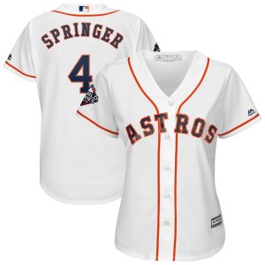 Outstanding Astros #4 George Springer White Women's 2019 World Series Bound Cool Base Stitched MLB Jersey For a short time available Grab yours quickly to own a team jersey