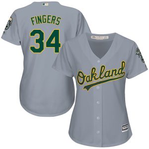 Outstanding Athletics #34 Rollie Fingers Grey Road Women's Stitched MLB Jersey Collectors this is a must have Add it to your collection by ordering