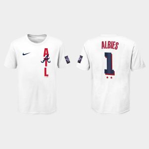 Outstanding Atlanta Braves #1 Ozzie Albies Youth 2021 MLB All Star Game White T Shirt Limited stock Order now to show your love for your team