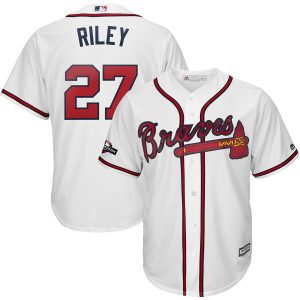 Outstanding Atlanta Braves #27 Austin Riley Majestic 2019 Postseason Official Cool Base Player Jersey White