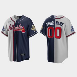 Outstanding Atlanta Braves Custom Men's Nike 2021 World Series Champions 1995 Throwback Split Gray Navy MLB Stitched Jersey