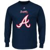Outstanding Atlanta Braves Majestic Critical Victory Long Sleeves T Shirt Navy