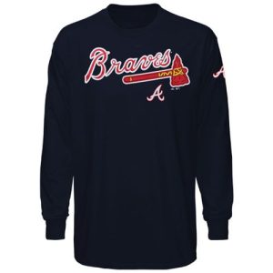 Outstanding Atlanta Braves Majestic Delight in The Game Long Sleeves T Shirt Navy Blue