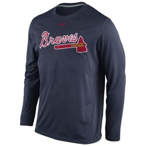 Outstanding Atlanta Braves Nike Legend Wordmark Long Sleeves Performance T Shirt Navy