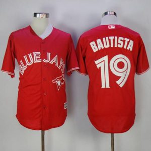 Outstanding Blue Jays #19 Jose Bautista Red New Cool Base Canada Day Stitched MLB Jersey