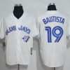 Outstanding Blue Jays #19 Jose Bautista White Cooperstown Throwback Stitched MLB Jersey