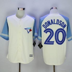 Outstanding Blue Jays #20 Josh Donaldson Cream/Blue Exclusive New Cool Base Stitched MLB Jersey