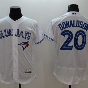 Outstanding Blue Jays #20 Josh Donaldson White Flexbase Authentic Collection Stitched MLB Jersey