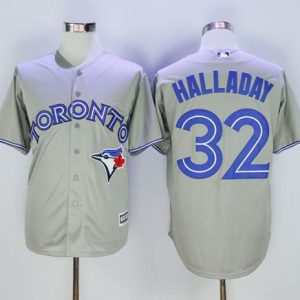 Outstanding Blue Jays #32 Roy Halladay Grey New Cool Base Stitched MLB Jersey
