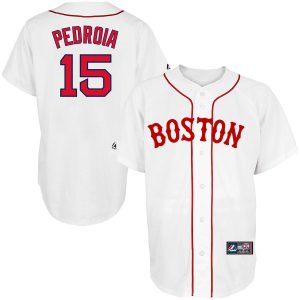 Outstanding Boston Red Sox #15 Dustin Pedroia Majestic Alternate Replica Player Jersey White