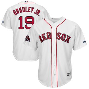 Outstanding Boston Red Sox #19 Jackie Bradley Jr. Majestic 2018 World Series Champions Team Logo Player Jersey White