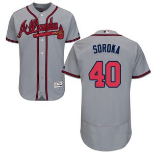 Outstanding Braves #40 Mike Soroka Grey Flexbase Authentic Collection Stitched MLB Jersey