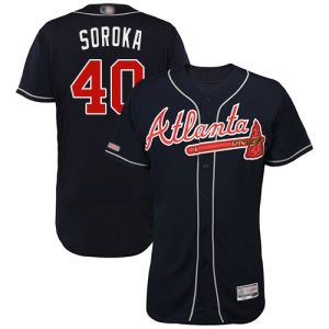 Outstanding Braves #40 Mike Soroka Navy Blue Flexbase Authentic Collection Stitched MLB Jersey