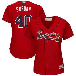 Outstanding Braves #40 Mike Soroka Red Alternate Women's Stitched MLB Jersey Sports fans this is your chance Order soon to be part of the action