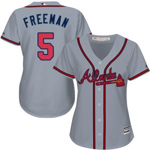 Outstanding Braves #5 Freddie Freeman Grey Road Women's Stitched MLB Jersey Sports fans this is your chance Order soon to be part of the action