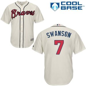 Outstanding Braves #7 Dansby Swanson Cream Cool Base Stitched Youth MLB Jersey Sports fans this is your chance Order soon to be part of the action