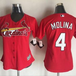 Outstanding Cardinals #4 Yadier Molina Red Women's Alternate Stitched MLB Jersey Be among the first buyers Order now to enjoy top notch quality
