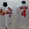 Outstanding Cardinals #4 Yadier Molina White Flexbase Authentic Collection Stitched MLB Jersey