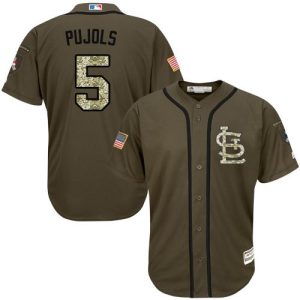 Outstanding Cardinals #5 Albert Pujols Green Salute to Service Stitched MLB Jersey