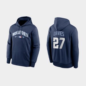 Outstanding Chicago Cubs #27 Zach Davies Men's 2021 City Connect Navy Therma Hoodie