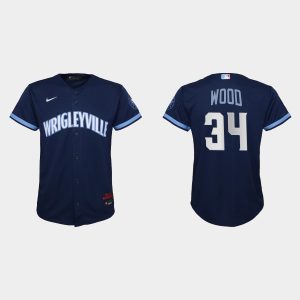 Outstanding Chicago Cubs #34 Kerry Wood Youth Nike 2021 City Connect Navy MLB Jersey Collectors this is a must have Add it to your collection by ordering