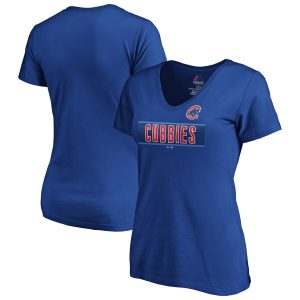 Outstanding Chicago Cubs Majestic Women's 2019 MLB Little League Classic V Neck T Shirt Royal