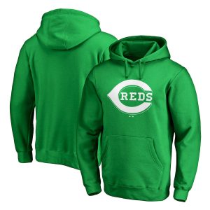 Outstanding Cincinnati Reds Majestic St. Patrick's Day White Logo Pullover Hoodie Kelly Green