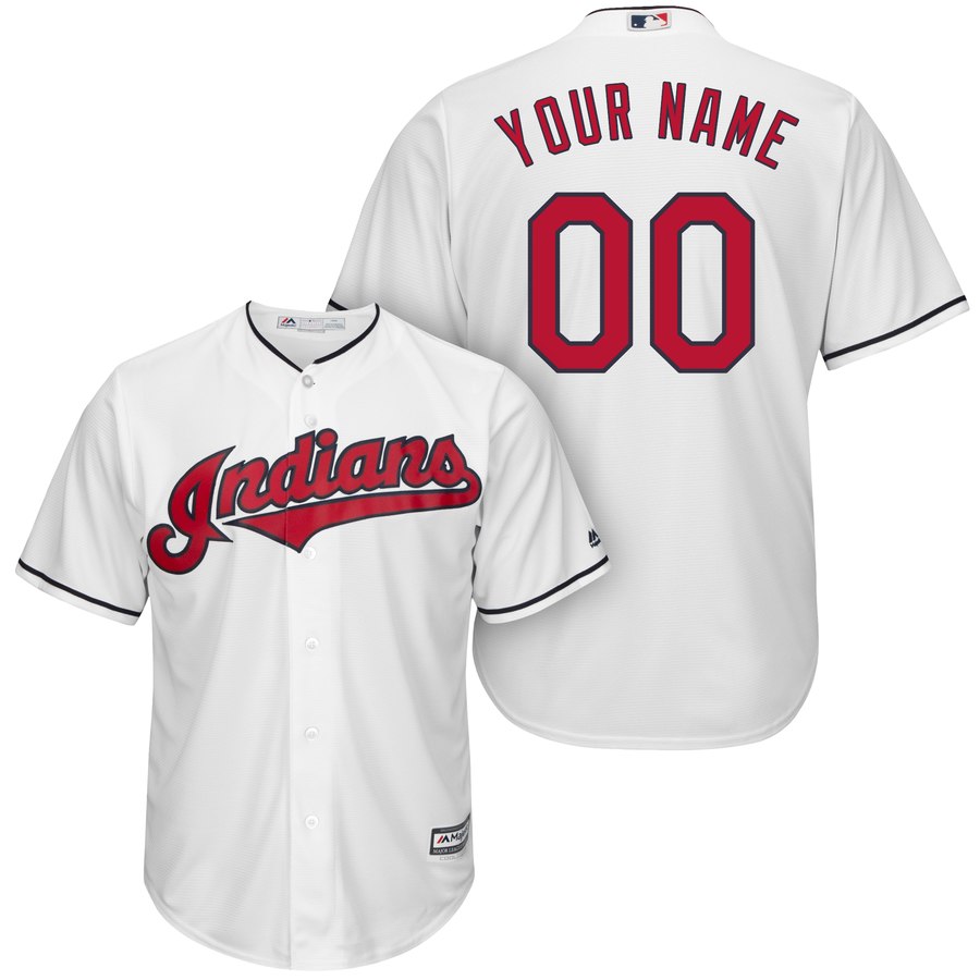 Outstanding Cleveland Indians Majestic Cool Base Custom Jersey White
