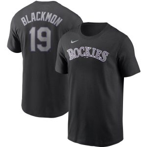 Outstanding Colorado Rockies #19 Charlie Blackmon Nike Name & Number T Shirt Black Sports enthusiasts seize this opportunity Order now to feel the game excitement