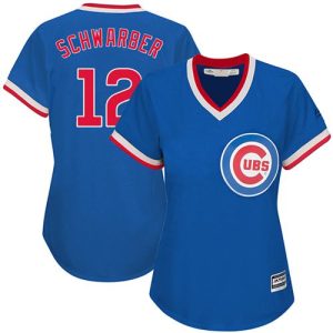 Outstanding Cubs #12 Kyle Schwarber Blue Cooperstown Women's Stitched MLB Jersey With high demand Don't miss out Order now to wear your team colors