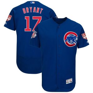 Outstanding Cubs #17 Kris Bryant Blue 2019 Spring Training Flex Base Stitched MLB Jersey