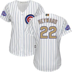 Outstanding Cubs #22 Jason Heyward White(Blue Strip) 2017 Gold Program Cool Base Women's Stitched MLB Jersey Hurry Exclusive offer Place your order immediately for a great jersey