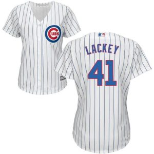 Outstanding Cubs #41 John Lackey White(Blue Strip) Home Women's Stitched MLB Jersey With high demand Don't miss out Order now to wear your team colors