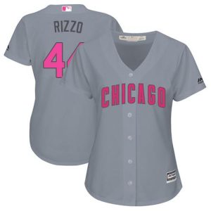 Outstanding Cubs #44 Anthony Rizzo Grey Mother's Day Cool Base Women's Stitched MLB Jersey Retailers boost your inventory Order now to meet customer demand