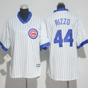 Outstanding Cubs #44 Anthony Rizzo White(Blue Strip) Cooperstown Women's Stitched MLB Jersey Collectors this is a must have Add it to your collection by ordering
