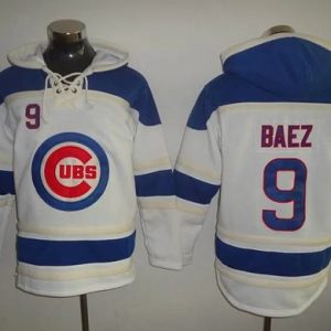Outstanding Cubs #9 Javier Baez White Sawyer Hooded Sweatshirt MLB Hoodie