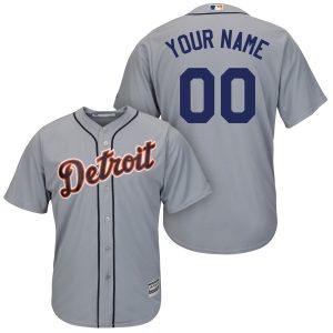 Outstanding Detroit Tigers Majestic Cool Base Custom Jersey Gray