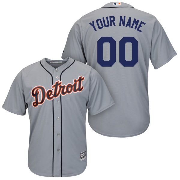 Outstanding Detroit Tigers Majestic Cool Base Custom Jersey Gray