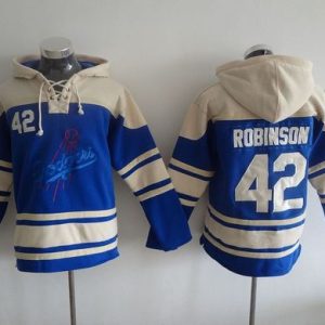 Outstanding Dodgers #42 Jackie Robinson Blue Sawyer Hooded Sweatshirt MLB Hoodie
