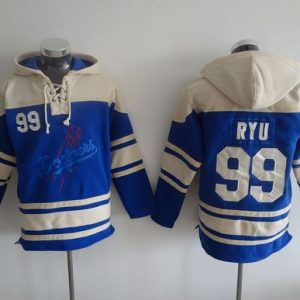 Outstanding Dodgers #99 Hyun Jin Ryu Blue Sawyer Hooded Sweatshirt MLB Hoodie