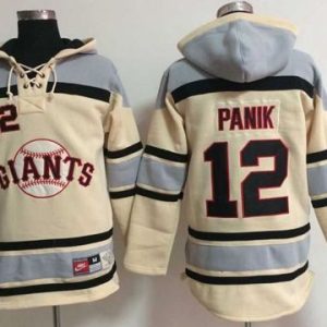 Outstanding Giants #12 Joe Panik Cream Sawyer Hooded Sweatshirt MLB Hoodie