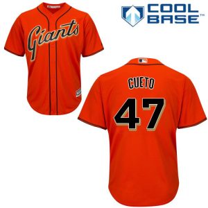 Outstanding Giants #47 Johnny Cueto Orange Alternate Cool Base Stitched Youth MLB Jersey For a short time available Grab yours quickly to own a team jersey