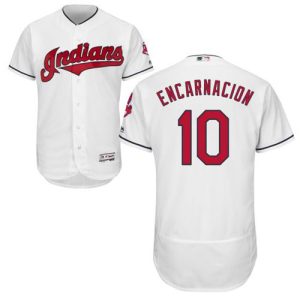 Outstanding Guardians #10 Edwin Encarnacion White Flexbase Authentic Collection Stitched MLB Jersey