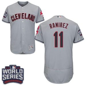 Outstanding Guardians #11 Jose Ramirez Grey Flexbase Authentic Collection 2016 World Series Bound Stitched MLB Jersey