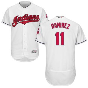 Outstanding Guardians #11 Jose Ramirez White Flexbase Authentic Collection Stitched MLB Jersey